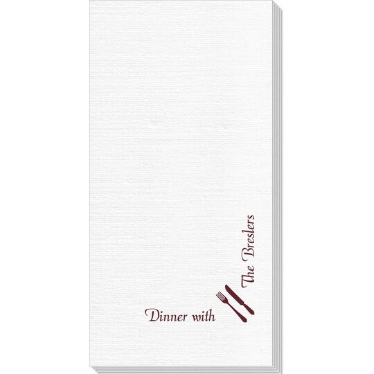 Corner Text with Fork and Knife Design Deville Guest Towels